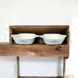 2 Corningware Cornflower Blue Petite Casserole Pans- P-41 - No Lids - 1980's